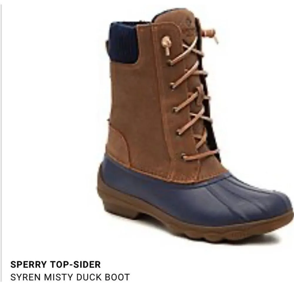 SPERRY TOP SIDER SYREN MISTY Women's Waterproof Duck Fleece Lined Boots Size 8